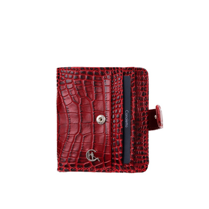 Bordowy portfel damski Canaletto ze skóry licowej croco – elegancki, kompaktowy i funkcjonalny PD1042s162