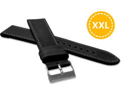 LAVVU XXL Szyty czarny pasek SPORT z luksusowej skóry Top Grain - 26 XXL