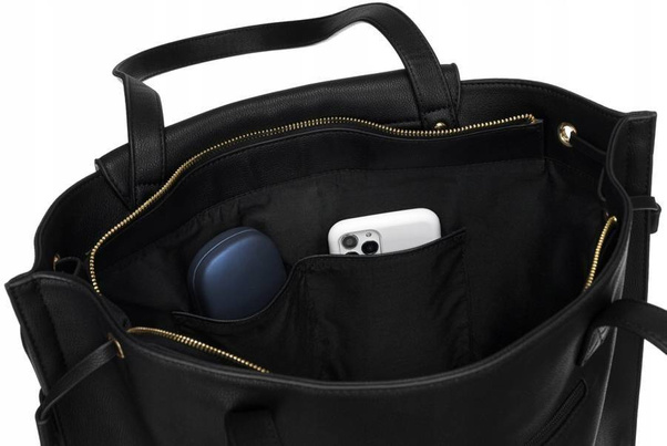 Duża, klasyczna shopperka damska ze skóry ekologicznej