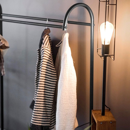 Wieszak stojak na ubrania podłogowy metalowy czarny / garderoba 85x35x147 cm