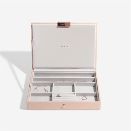 Szkatułka na biżuterię Stackers classic jasnoróżowo-szara z pokrywką