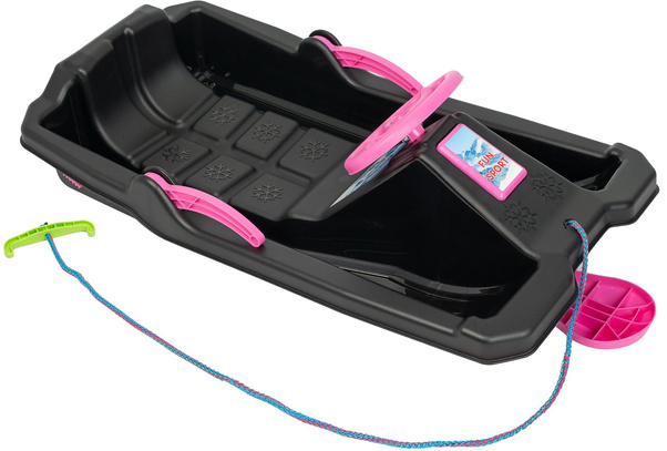 SANKI PLASTIKOWE Z HAMULCEM I KIEROWNICĄ ADAŚ 84x43x25CM CZARNE