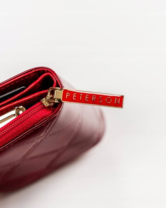 Skorzany portfel damski na bigiel i zatrzask