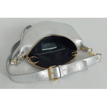 Włoska listonoszka, nerka Vera Pelle Złote okucia kółka Srebrna LN633ARG2