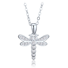 MINET Dziecięce srebrne naszyjnik ważka z cyrkoniami