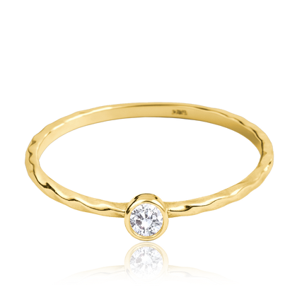 MINET Delikatny złoty pierścionek z białą cyrkonią Au 585/1000 rozm. 8 - 0,60g