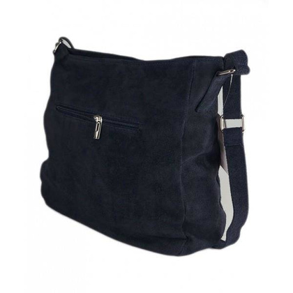Duża włoska listonoszka A4 , worek na ramię ,zamsz naturalny ,Granatowa WAF567BS