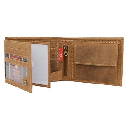 Klasyczny portfel meski z kieszonka na suwak