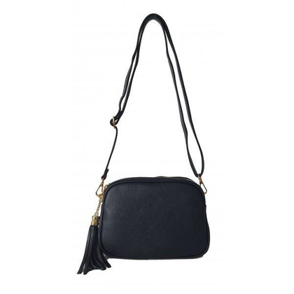 Listonoszka trzy komory frędzelek, złote okucia Vera Pelle Granatowa VP3KZBS