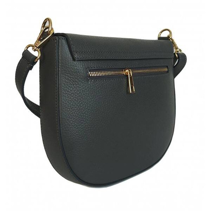 Włoska skórzana listonoszka podkówka Vera Pelle , pojemna złote okucia Szara VPP38G