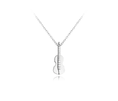 MINET Naszyjnik srebrny SKRZYPCE z białymi cyrkoniami