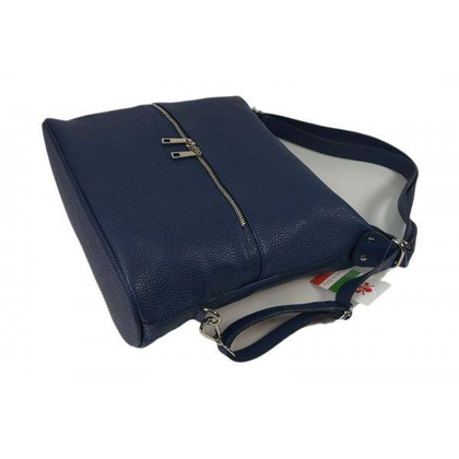 Torebko plecak,Włoski worek na ramię Vera Pelle,pojemny A4 STZ34BS granatowy