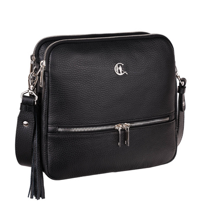 Torebka listonoszka Canaletto z naturalnej skóry groszkowanej i srebrnymi detalami TD840