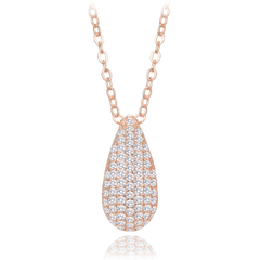 MINET Rose gold naszyjnik srebrny kropla z białą cyrkonią