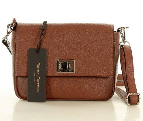 MARCO MAZZINI Torebka skórzana przez ramię crossbody classic flap brąz - min. zamówienie 20 / 50 / 100 szt.