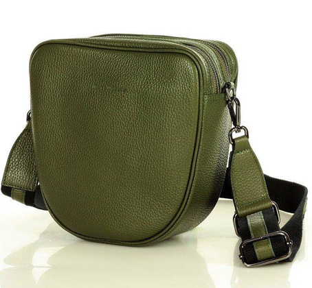 Torba skórzana na dwa zamki crossbody camera bag - MARCO MAZZINI zieleń militare - min. zamówienie 20 / 50 / 100 szt.