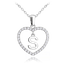 Srebrny naszyjnik litera w sercu „S” z cyrkoniami