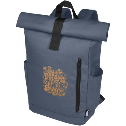 Byron plecak na laptopa 15,6 cala z tworzywa RPET z certyfikatem GRS z zawijanym zamknięciem, 18 l