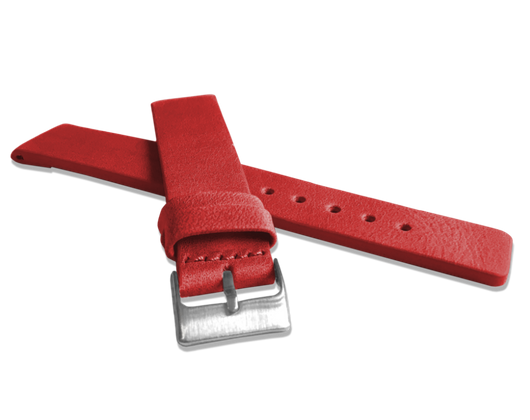 LAVVU Czerwony gładki pasek PLAIN z luksusowej skóry Top Grain - 18