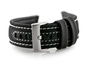 Pasek skórzany do zegarka W34 - PREMIUM - czarny/białe - 22mm