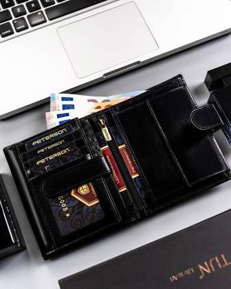 Klasyczny skorzany portfel meski na zatrzask