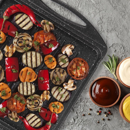 Płyta grillowa granitowa patelnia do grillowania smażenia prostokątna GRANDE 34x26,5 cm