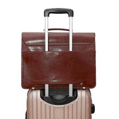 Skórzana teczka męska na laptopa brązowa aktówka - Pavone Nero Marsala 2164 BR