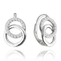 MINET Kolczyki srebrne KRĄGY z białymi cyrkoniami
