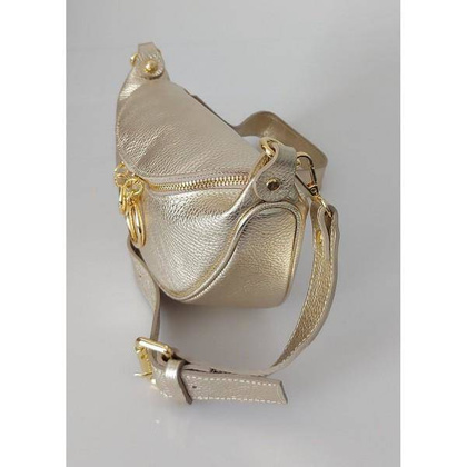 Włoska listonoszka nerka Vera Pelle złote okucia kółka Złota LN633ORO