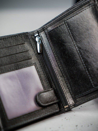 CZARNY SKÓRZANY PORTFEL MĘSKI DUŻY PIONOWY SKÓRA