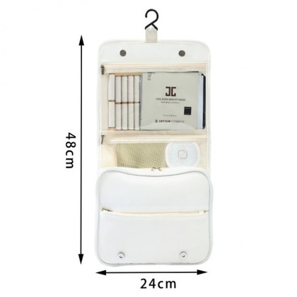 Kosmetyczka rozkładana elegancka kuferek etui z rączką kremowa KS153K