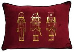 Poduszka welurowa prostokątna z żołnierzykami czerwona