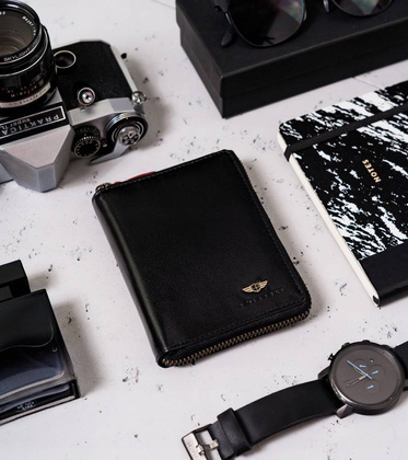 Duży, skórzany portfel męski na zamek