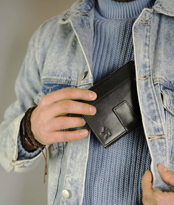 Skórzany portfel w stylu retro Rovicky Czarny