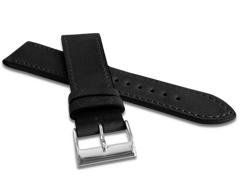 LAVVU Czarny szyty pasek SLIM z luksusowej skóry Top Grain - 20