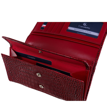 Portfel skórzany damski Canaletto ze skóry z wzorem krokodyla – ochrona RFID i wyjątkowy styl PD1634s162 RFID