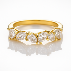 Pierścionek stal chirurgiczna platerowana złotem regulowany, z cyrkoniami PST972, Rozmiar pierścionków: US7 EU14