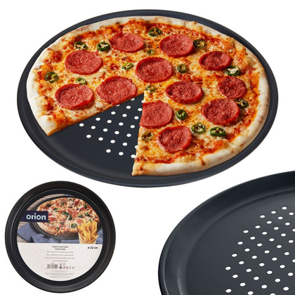 Forma do pizzy perforowana blacha z powłoką teflonową czarna 32 cm