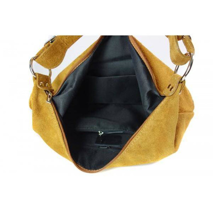 Klasyczny worek na ramię ,zamki suwaki XL A4 Shopper bag zamsz naturalny camel W345C