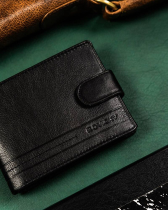 Duzy skorzany portfel meski na zatrzask