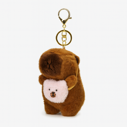 Brelok do kluczy pluszowa piszcząca Kapibara z torebką, LOSOWY KOLOR BRL387