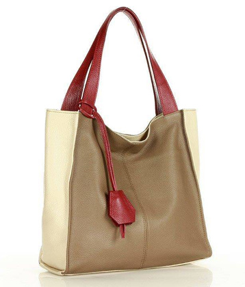 Modny skórzany shopper MAZZINI - Portofino Max multi beż khaki - min. zamówienie 20 / 50 / 100 szt.