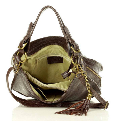 Torebka skórzana eleganc sacco MARCO MAZZINI - ciemny brąz caffe - min. zamówienie 20 / 50 / 100 szt.