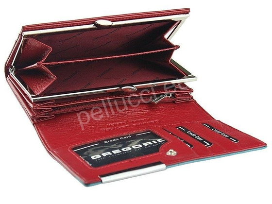 Portfel damski skórzany PELLUCCI FRZ-101 Czerwony + niebieski