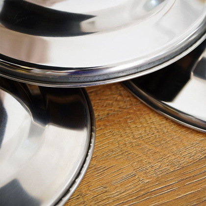 Taca do serwowania stalowa owalna srebrna zestaw 3 szt.