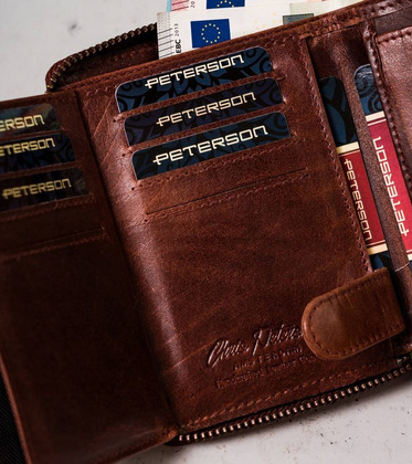 Skórzany portfel męski na zamek