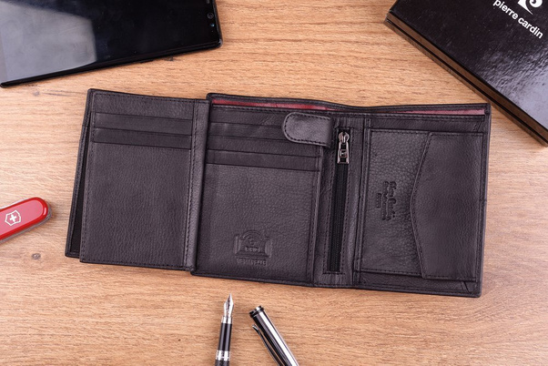 Portfel męski skórzany PIERRE CARDIN TILAK38 326 RFID Czarno Czerwony