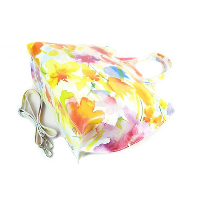 Włoska torba A4 Shopper Bag Vera Pelle Kwiaty SB689K2