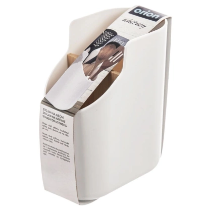 Ociekacz na sztućce / stojak na przybory kuchenne biały bambusowy WHITNEY