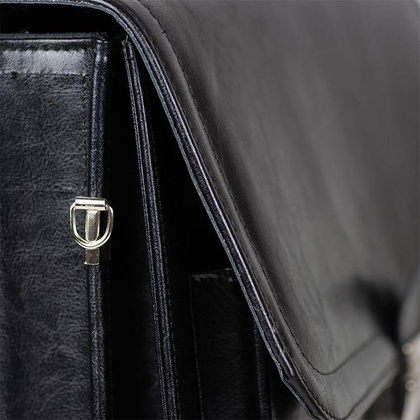 Skórzana teczka męska na laptopa czarna - Pavone Nero Roma 2157 BL